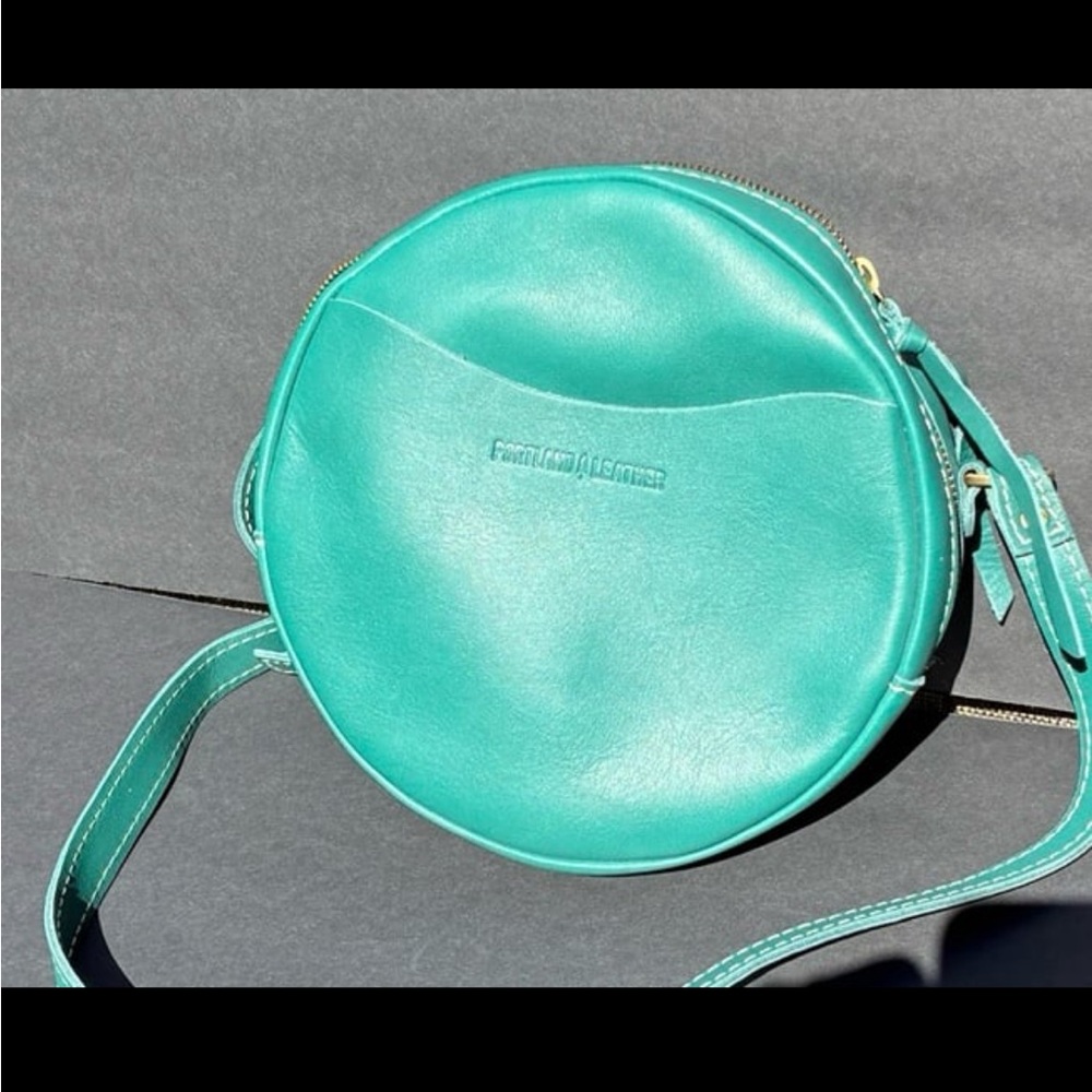 PLG Portland Leather Goods large circle crossbody bag peacock